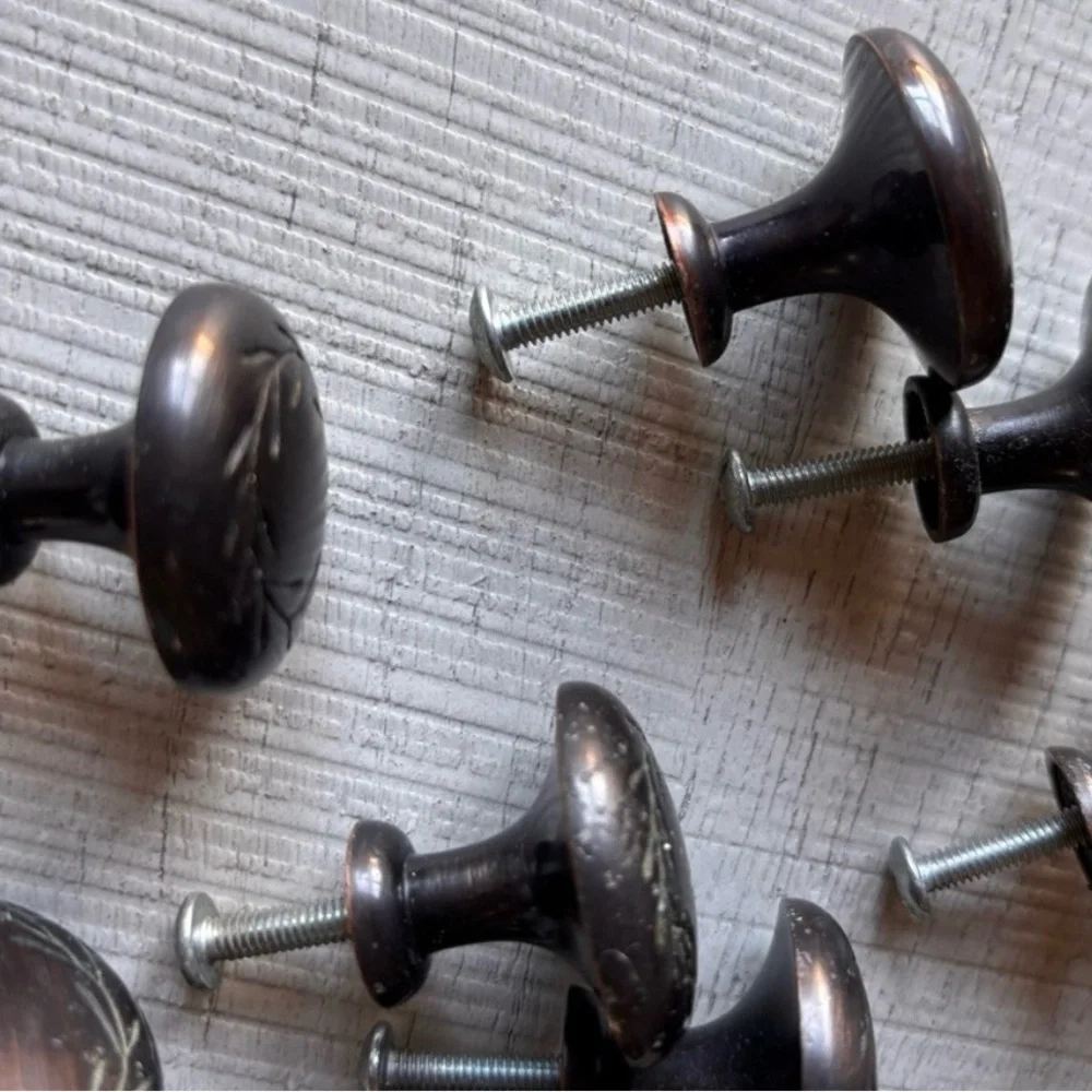 Decorative Round Cabinet Knobs in Dark Bronze Finish
